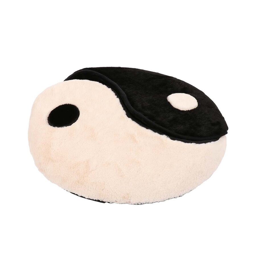 Kattenslaapplaats ZEN ZONE – zwart/wit pluche slaap- en rustplaats voor katten, 60x60 cm