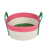 Kattenmand BINGE – katoenen touwmand met dubbelzijdig teddykussen – 44x44x20 cm