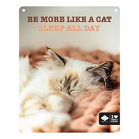 I LOVE Happy Cats wandbord - roestwerend metalen fotobord met kattenquote, 20x25 cm - meerdere varianten