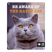 I LOVE Happy Cats wandbord - roestwerend metalen fotobord met kattenquote, 20x25 cm - meerdere varianten