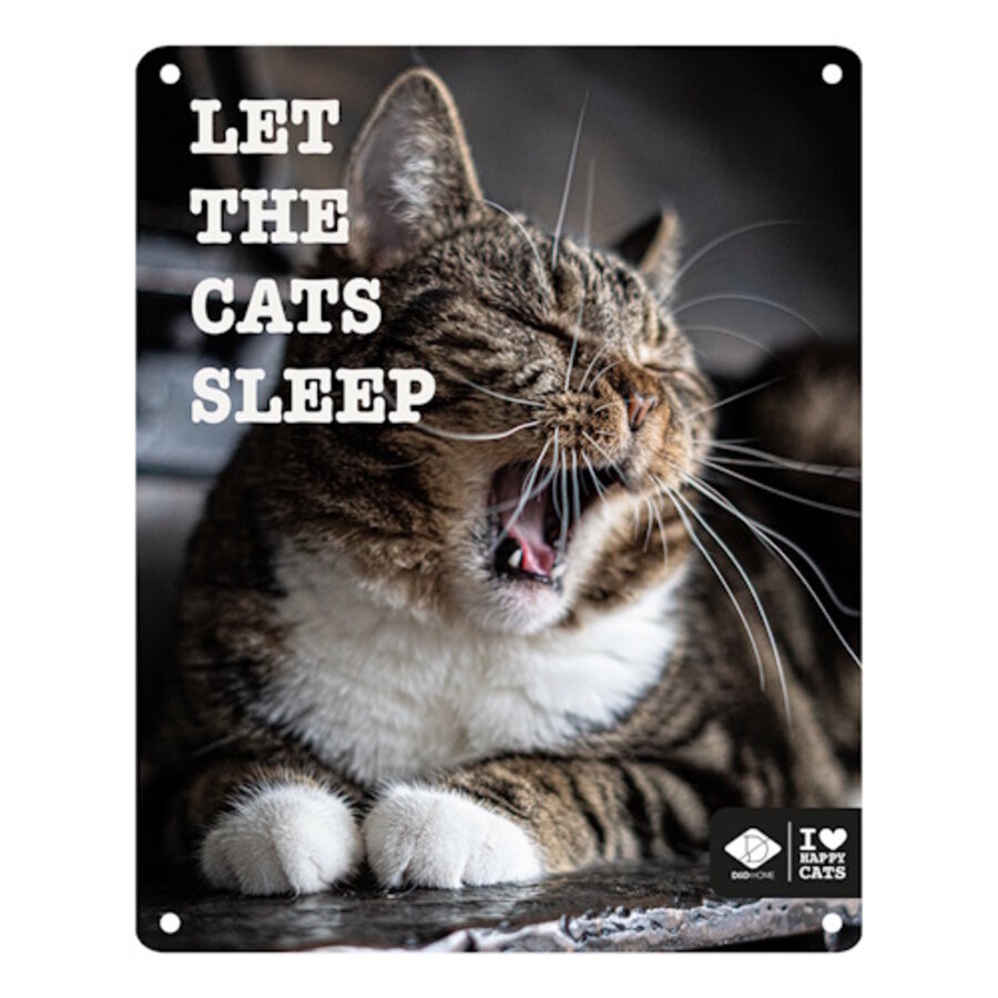 I LOVE Happy Cats wandbord - roestwerend metalen fotobord met kattenquote, 20x25 cm - meerdere varianten