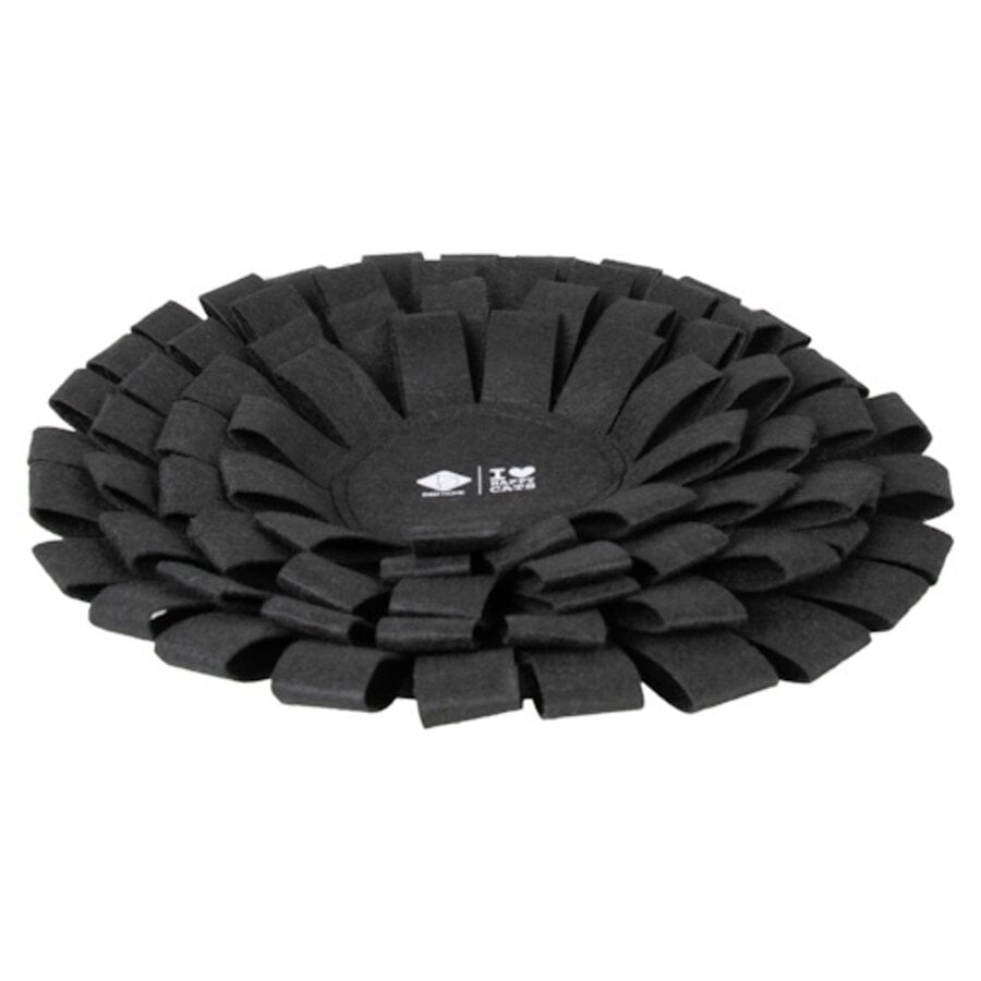 Suzy snuffelmat zwart - stijlvolle ronde snackmat van vilt met anti-slip bodem