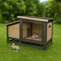 Woodland Design konijnenhok Bunny Barnette houtkleurig voor maximaal 2 konijnen