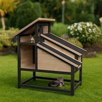 Woodland Design kattenhok Meowing Mansion – comfortabel buitenhok voor katten met open en gesloten verblijven