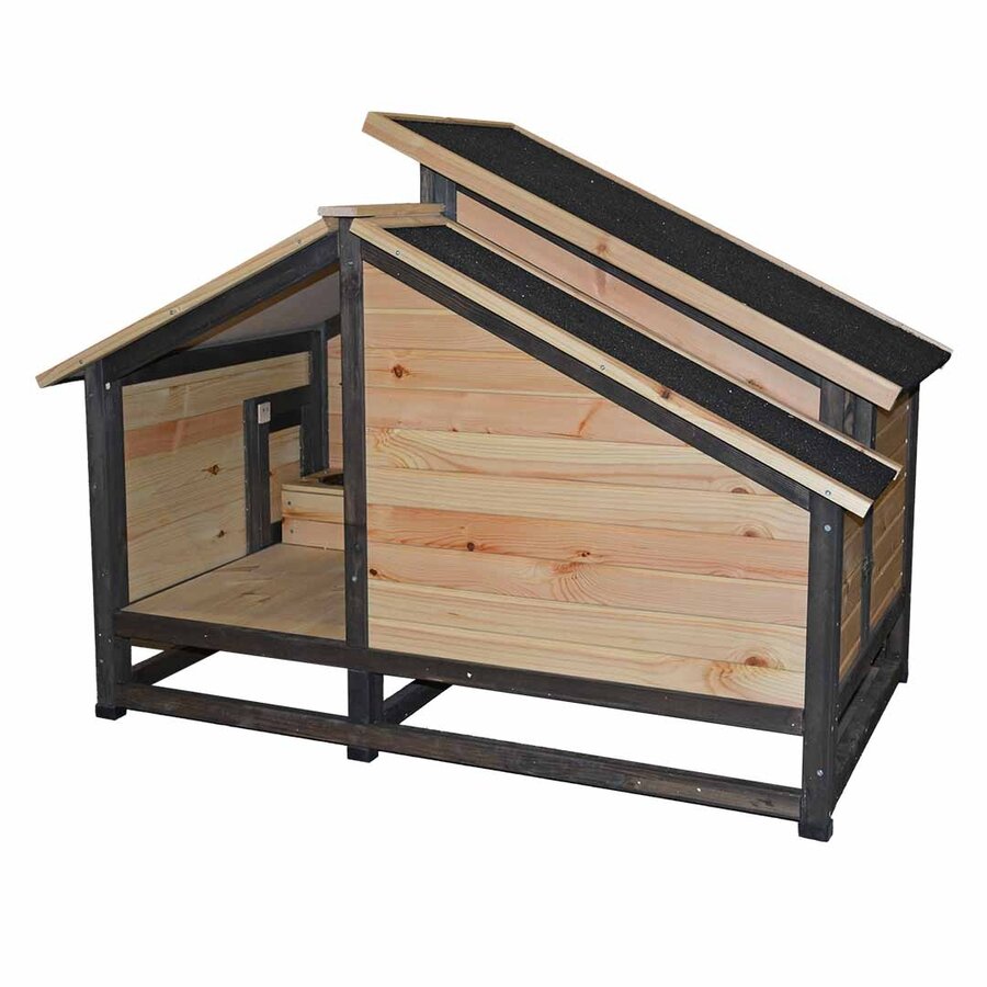 Woodland Design hondenhok Barking Bungalow – ruim houten hondenverblijf met eet- en drinkgedeelte