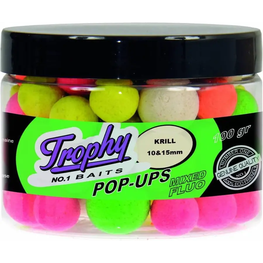 Pop-Up Boilies Krill 10/15MM 70g - opvallende fluo boilies met sterk drijfvermogen