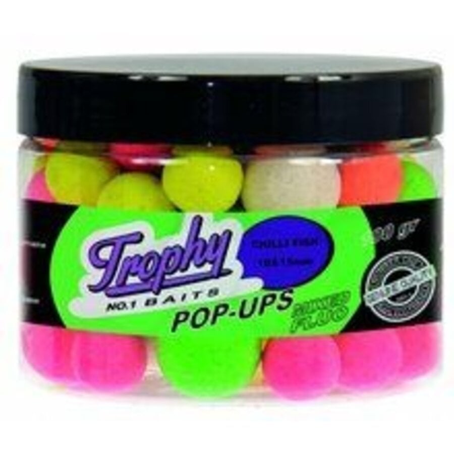 Pop-Up Boilies Chili Fish 10/15MM 70g - opvallende fluo boilies met pittige visgeur en sterk drijfvermogen