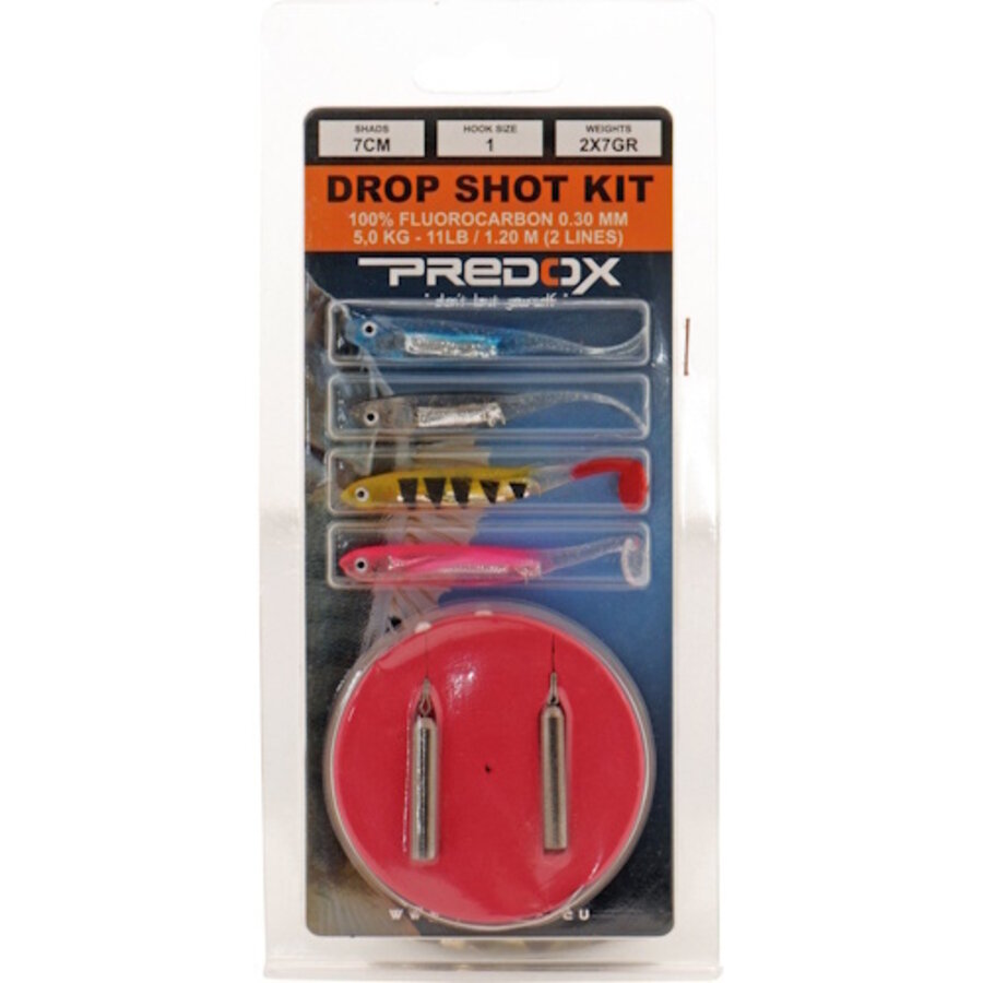 Dropshot kit - Predox complete set met softbaits, onderlijnen en loodjes voor roofvissen