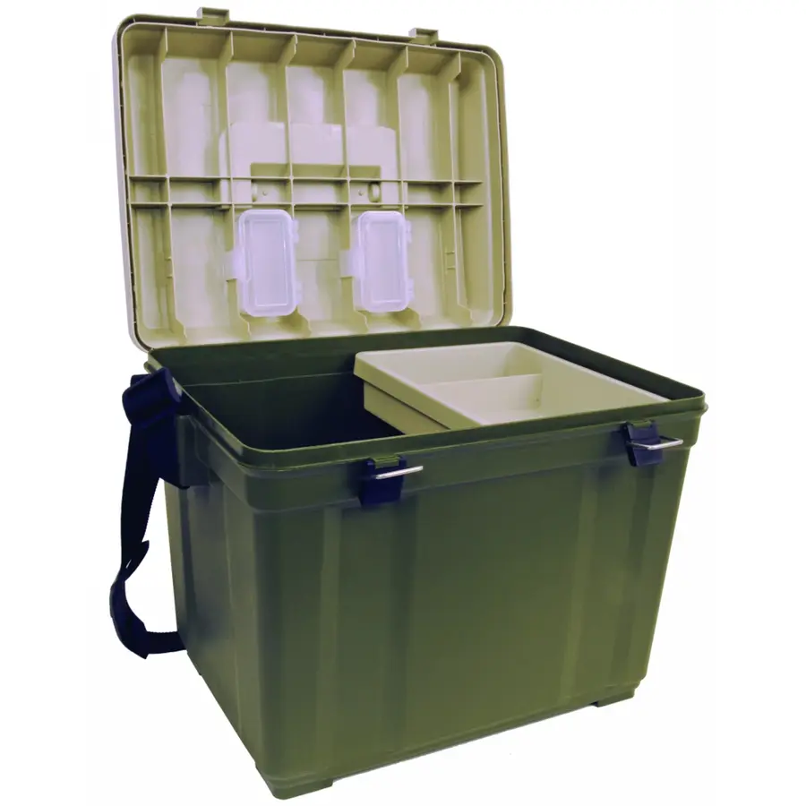 Mega Tackle & Seatbox – grote opberg- en zitkist met binnenbak en draagriem