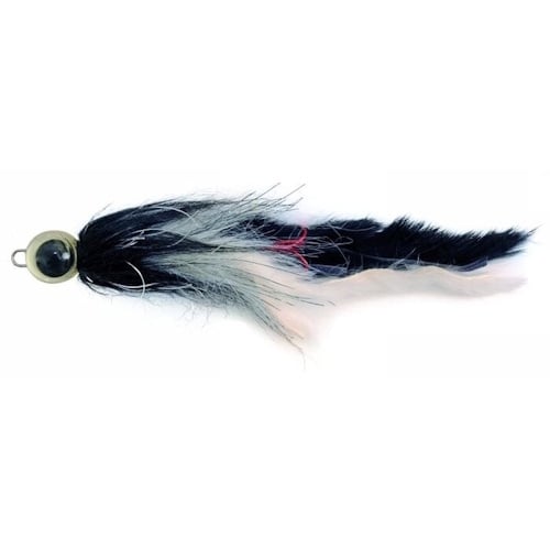 Predox Monstertails 21 g - langzaam zinkende snoekstreamer met veren en scherpe dreg Black/White