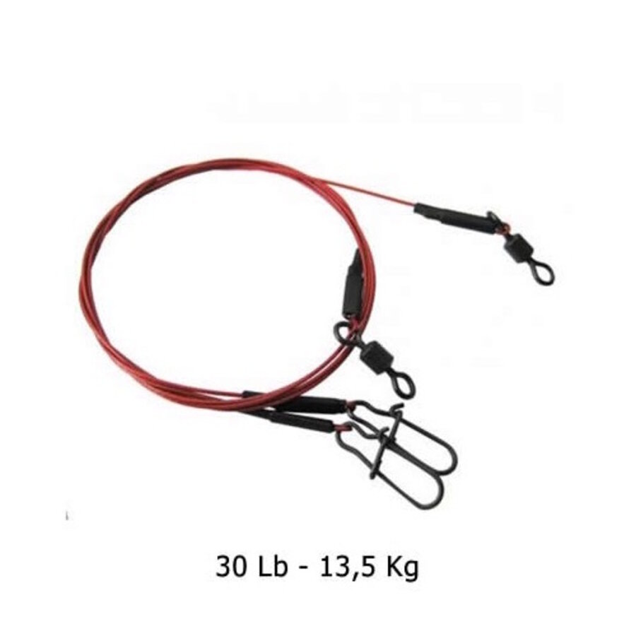 Bloodwire Leader 13.5 kg - rood nylon gecoate stalen onderlijn voor roofvissen