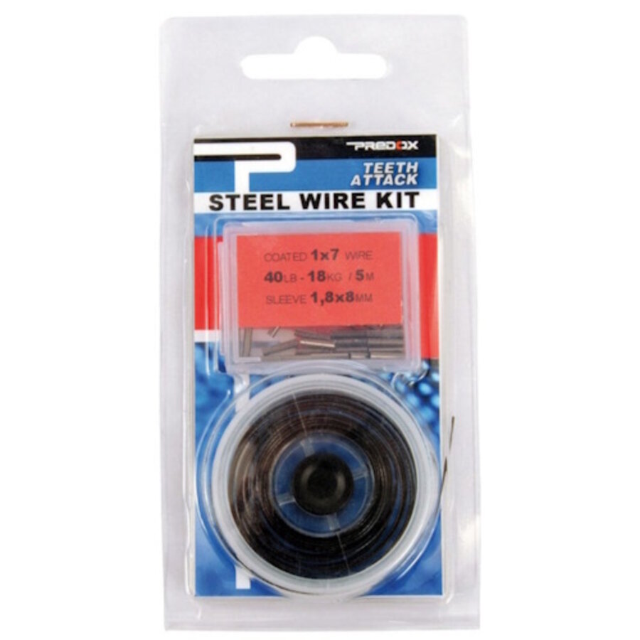 Steel Wire Kit 30 lb / 13 kg - 5 meter 1x7 gecoat staaldraad met sleeves voor roofvissen