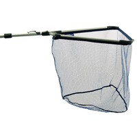 Rubber landingnet 70x70x60 cm - sterk en inklapbaar schepnet met rubber coating en 230 cm steel