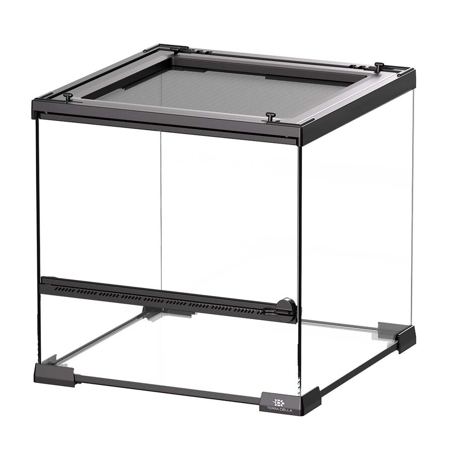 Glazen terrarium 30x30x32 cm met ventilatierooster en voederluik