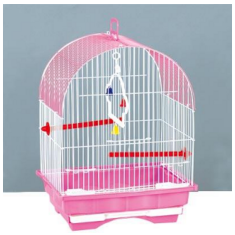 Vogelkooi Type 5B100 - compacte witte vogelkooi met zitstokken, schommel en accessoires