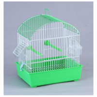 Vogelkooi Type E11 - compacte vogelkooi in wit met groen met zitstokken en accessoires