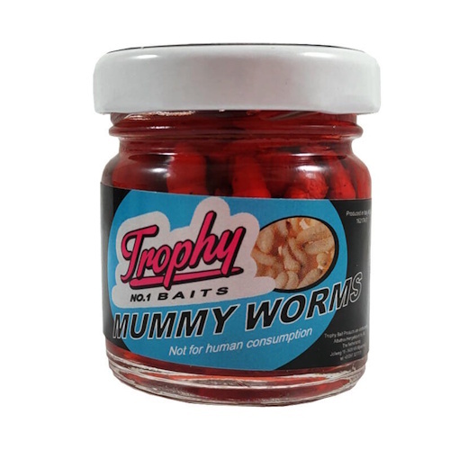 Trophy Baits Mummy Worms geconserveerde wasmotten - verkrijgbaar in White, Yellow, Red, Green en Orange (25 stuks) Red 25 Stuks