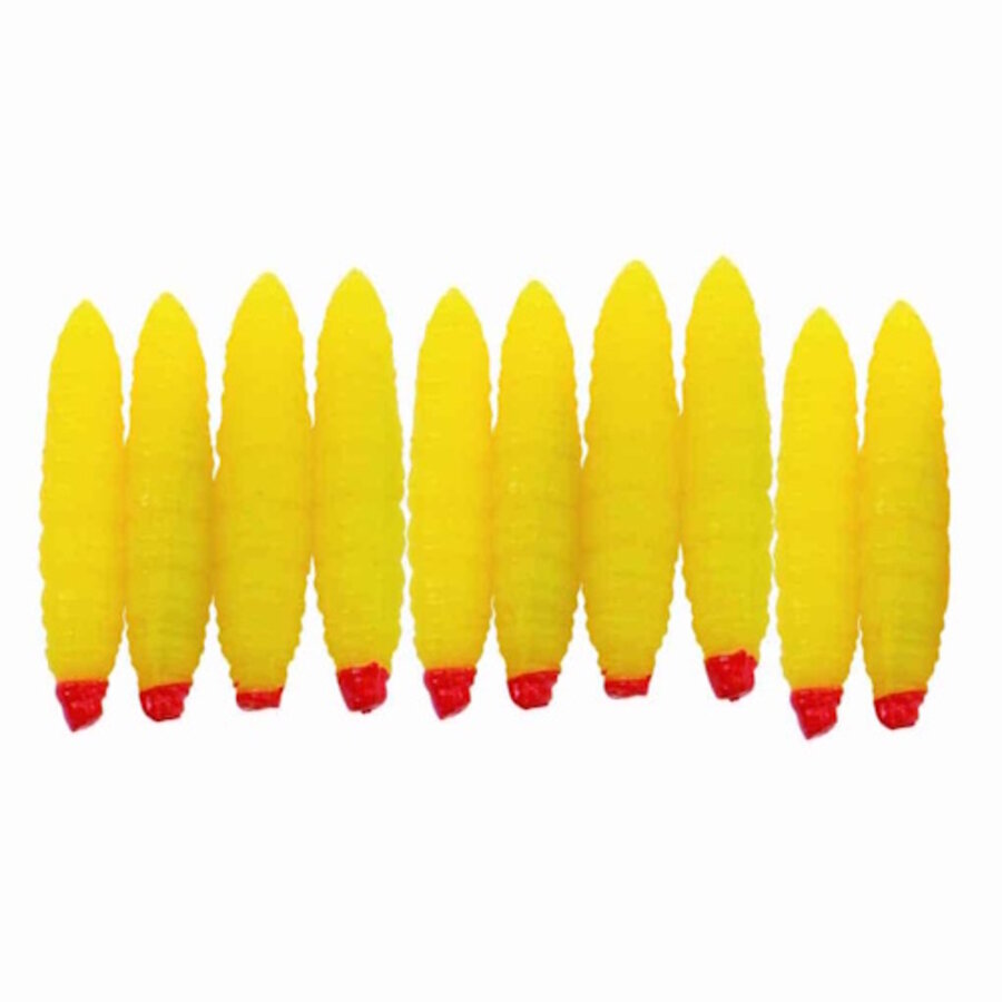 Troutstyle Honeyworm imitatie-aas – verkrijgbaar in White en Yellow (10 stuks)