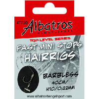Fast Mini Stops Hairrigs Barbless – Kant-en-klare onderlijnen met hair en mini stop – Haak 12 of 16 – 40 cm