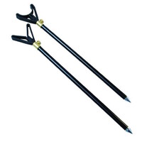 Karpersteun Zwart Set 2x37CM - aluminium hengelsteunen met koperen schroef