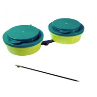 Houder met 2 Madendozen + Stok - geventileerde madenbak met stevige bevestigingsstok