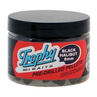 Pre-Drilled Black Halibut Pellets – voorgeboorde pellets voor karper en meerval