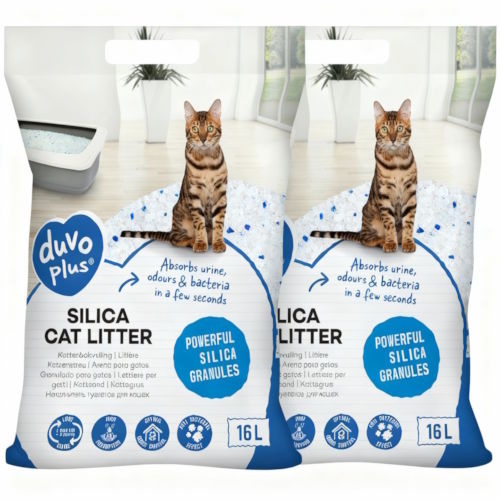Duvo+ Premium silica kattenbakvulling 32L - Voordeelset