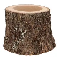 Eikenhouten plantenhouder Ø16–19 cm x 15 cm | boomstam-look voor terrarium en interieur