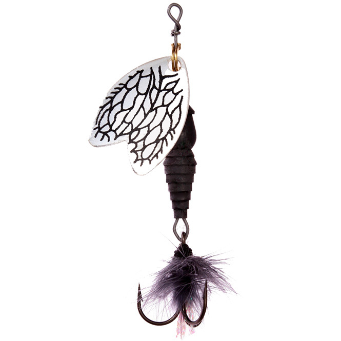 Predox Bug Spinner – Lichtgewicht microspinner met gevederde dreg voor forel en baars Silver/Blue