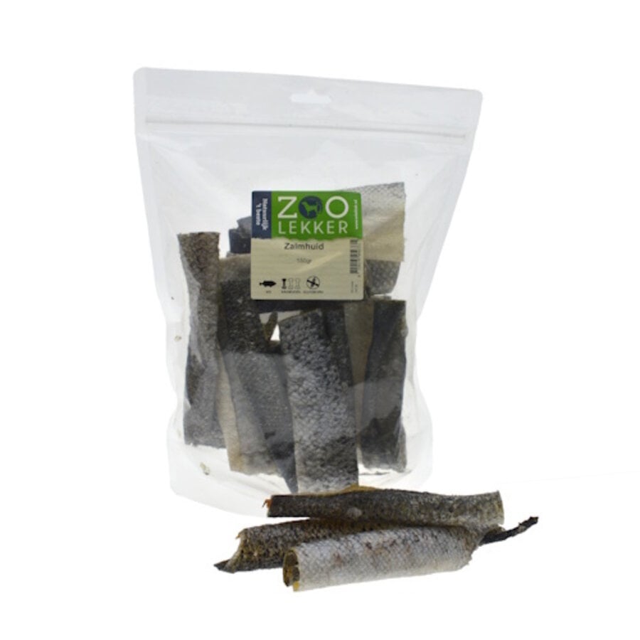 Zalmhuid hondensnack - gedroogde huid rijk aan omega vetzuren, 150 g