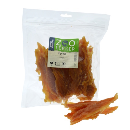 Zoolekker Kipfilet hondensnack - natuurlijke gedroogde kip voor honden 400 Gram
