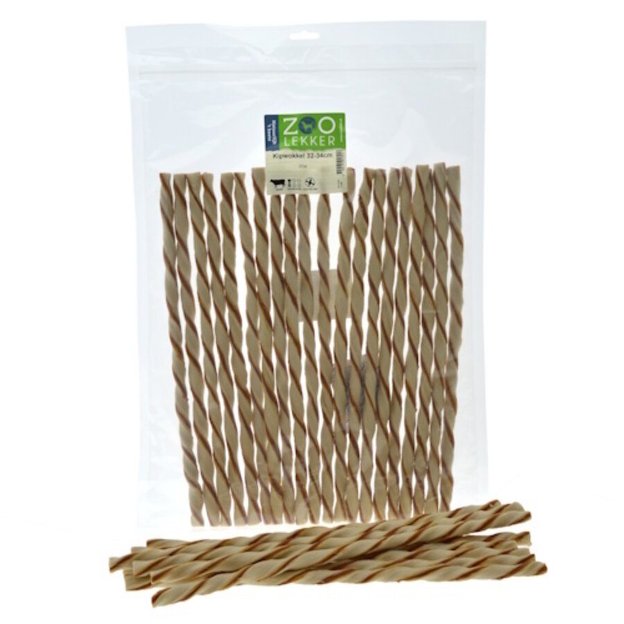 Kipwokkel 32-34 cm - hondensnack van buffelhuid en kip