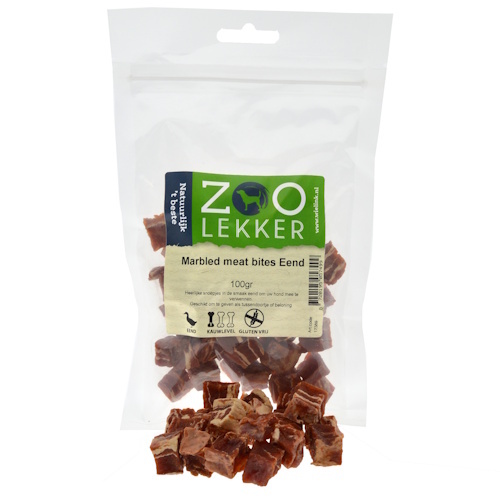 Zoolekker Marbled Meat Bites Eend - glutenvrije hondensnack 100 g