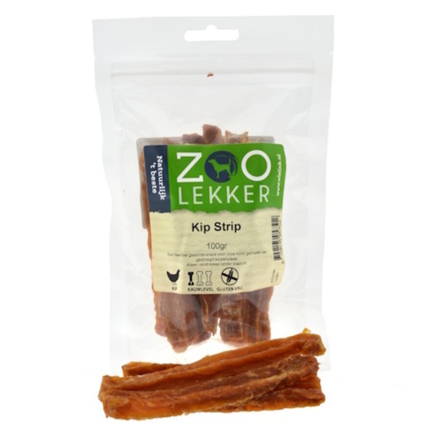 Kip Strip - glutenvrije hondensnack in 100 g en 400 g verpakkingen