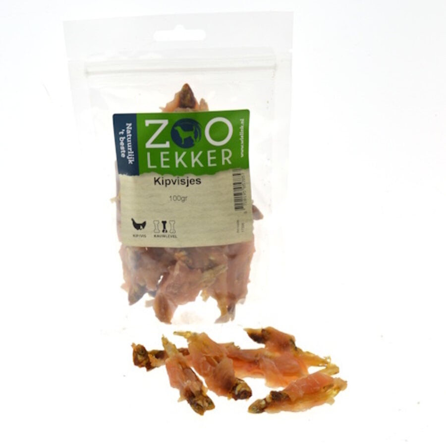 Kipvisjes - smakelijke hondensnack in 100 g en 400 g verpakkingen