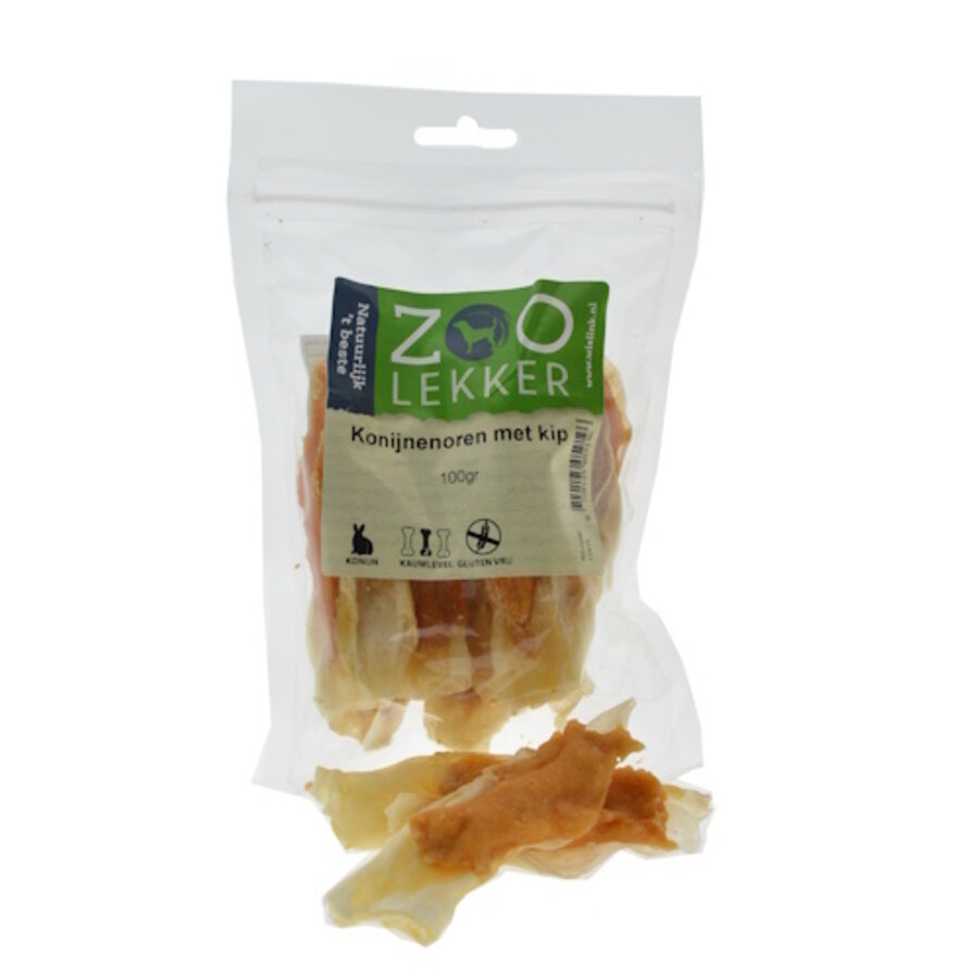 Konijnenoren met kip - gezonde hondensnack in 100 g en 400 g verpakkingen