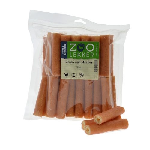 Zoolekker Kip en rijst staafjes - gezonde hondensnack in 100 g en 400 g verpakkingen 400 Gram
