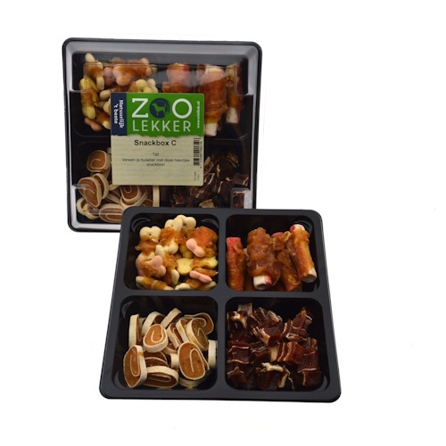 Zoolekker Happy Dog Box - snackbox met vier vakjes gevuld met diverse hondensnacks