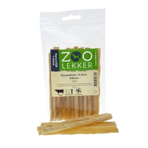 Zoolekker Kauwsticks van buffelhuid 12,5 cm Ø6-8 mm - hondensnack per 20 stuks
