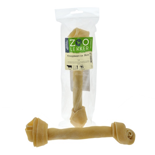 Zoolekker Knoopbeen hondensnack van buffelhuid ca. 26 cm - natuurlijke kauwsnack