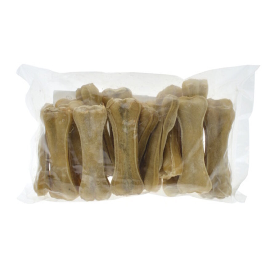 Geperst Bot hondensnack van buffelhuid 10 cm - bulkverpakking 20 stuks