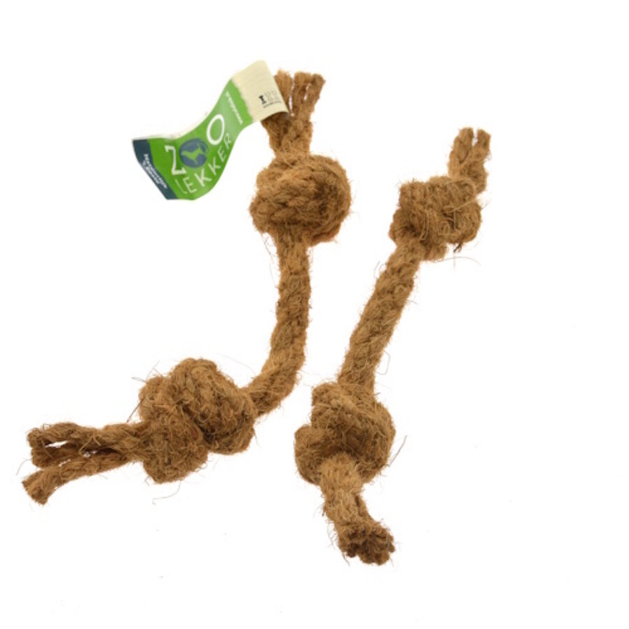 Cocos touw 2 knopen M - natuurlijk hondenspeelgoed met tandverzorgende werking