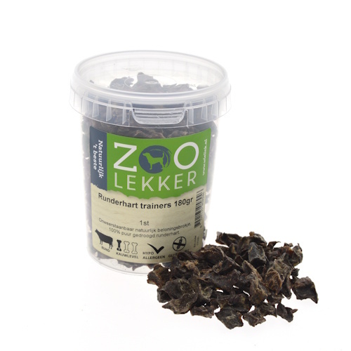 Zoolekker Runderhart trainers voor honden - 100% rund, glutenvrij en hypoallergeen 180 Gram