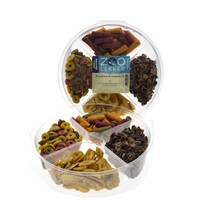 Knaagkwartet - ronde snackbox met knabbelsticks, ringetjes, bananenchips en johannesbrood voor knaagdieren en (dwerg)konijnen