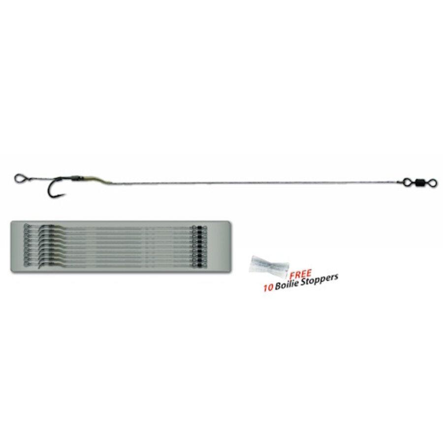 995 Line Aligner Rig 9 stuks maat 4, 6 of 8 voor karpervissen met 25 lb onderlijn
