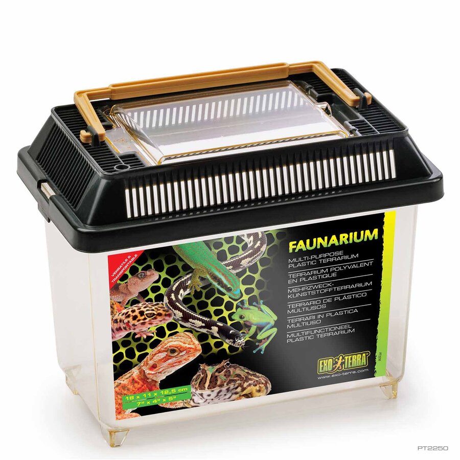 Faunarium Mini 18×11×12,5 cm – stapelbaar kunststof terrarium voor reptielen, amfibieën, insecten en kleine knaagdieren