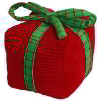 Pluche kerstcadeau hondenspeeltje rood groen 12 cm