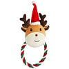 Kerst hondenspeeltje pluche rendier met floss touw 27 cm