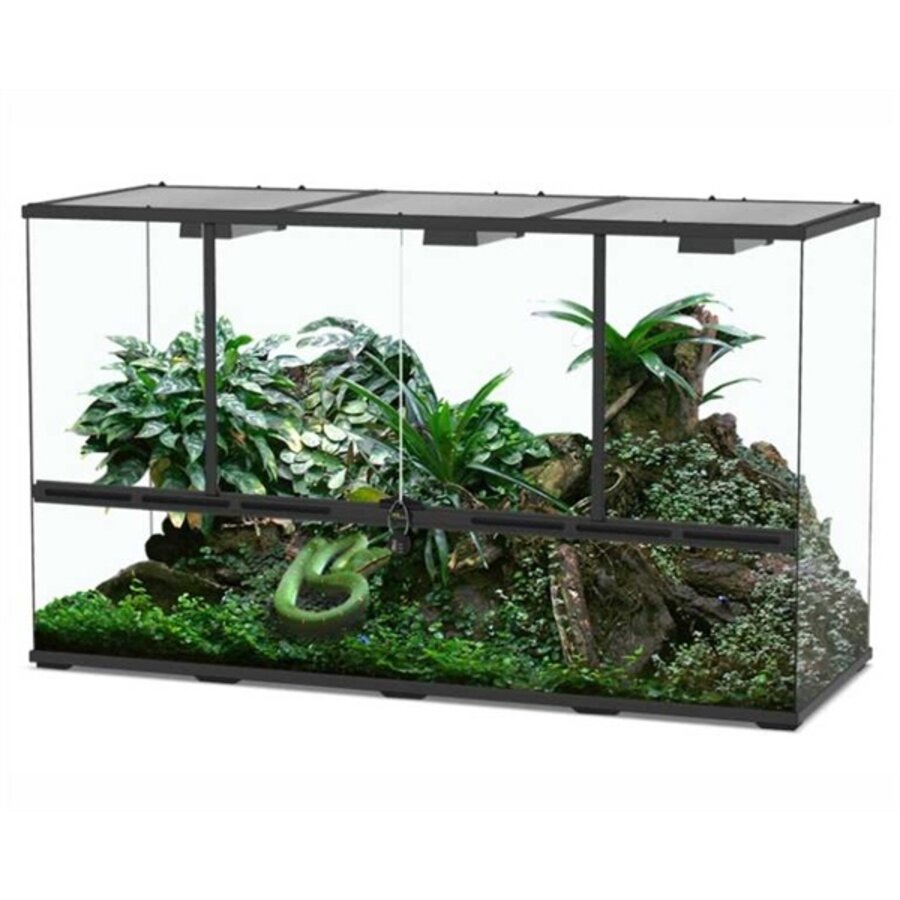 Glasterrarium | 132 x 45 x 75CM | Zwart | met Security Lock en luchtcirculatie