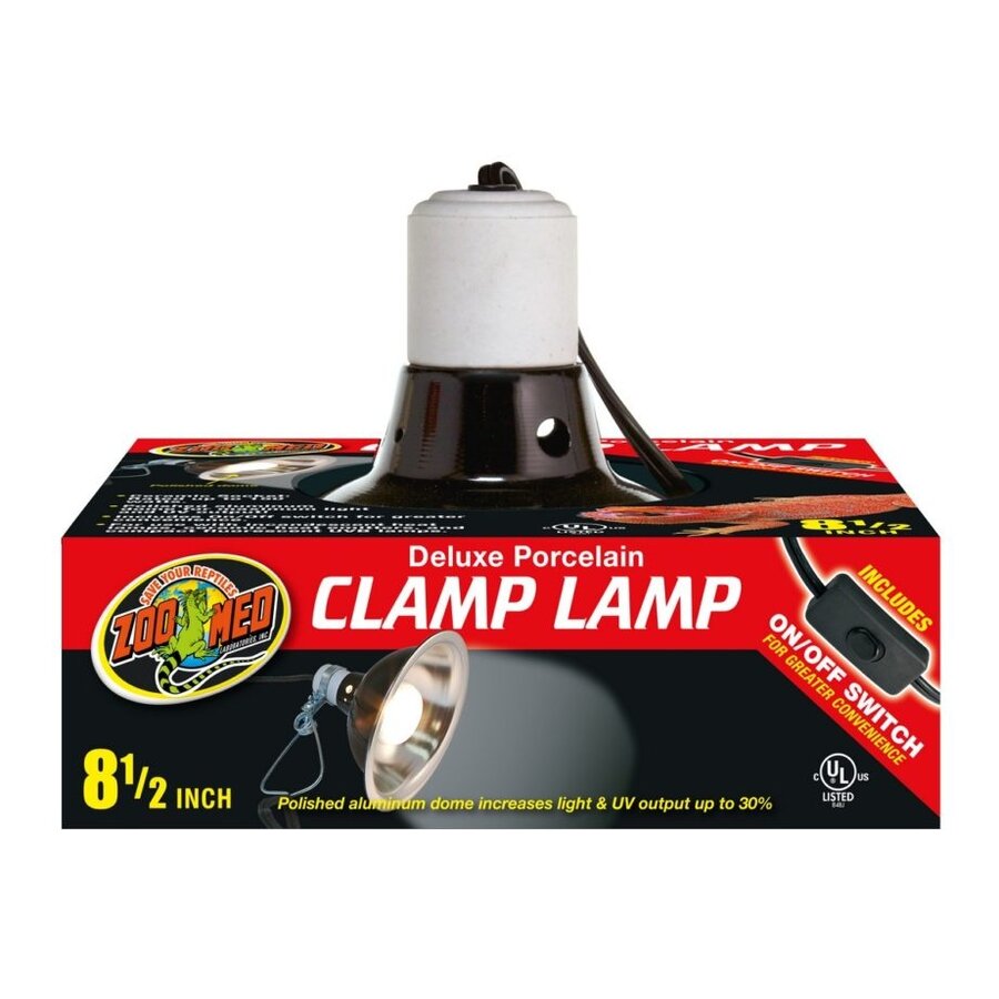 Deluxe porseleinen clamp lamphouder zwart met reflector voor terrariumverlichting 14 cm | 22 cm